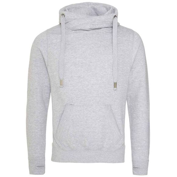 AWDis Adults Unisex Cross Neck Hoodie / Heather Grey